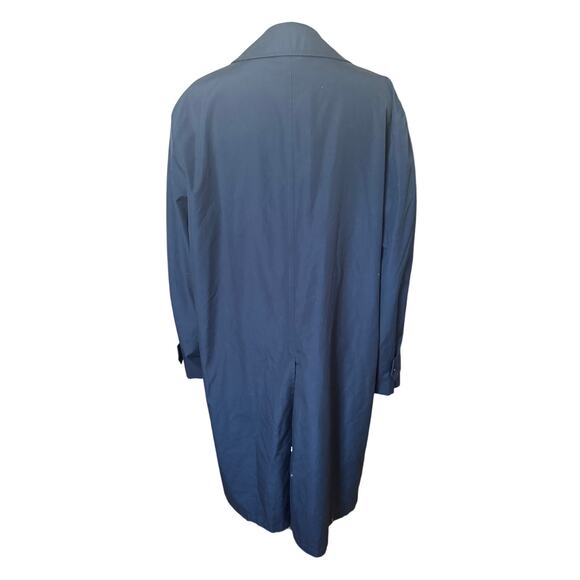 London Fog Towne Trench Coat Size 44L Navy Blue Men’s Classic Long Jacket - Picture 4 of 5